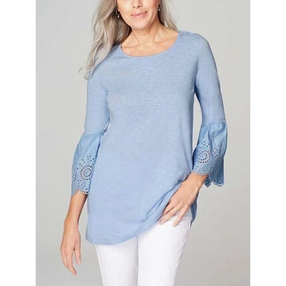 J Jill Blue Cornflower Tunic Top Size 2X NWOT Inspection Stickers Intact
